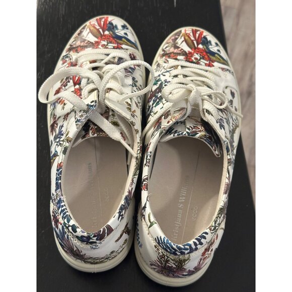 Ecco Kristjana Williams Floral  White Leather Womens Sneakers 40 EU / 9-9.5 US - Picture 14 of 14